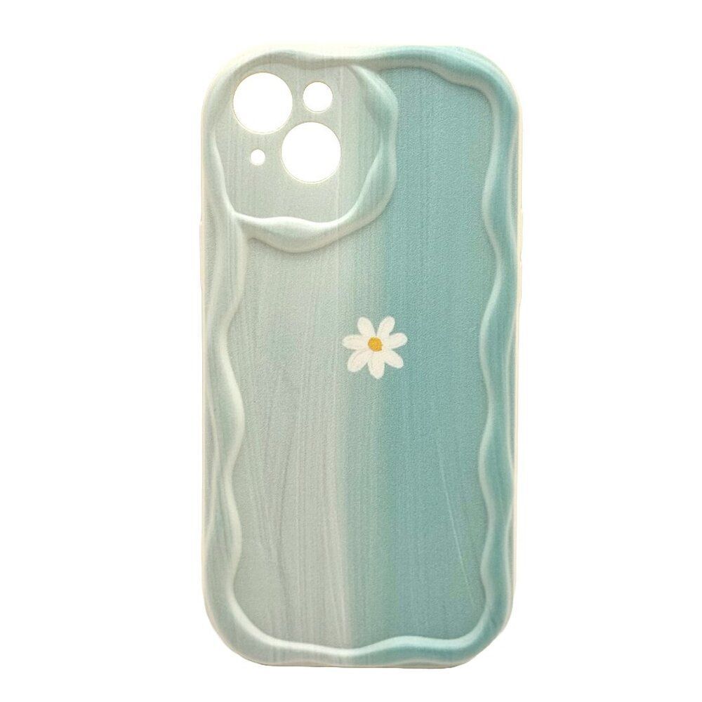 iPhone 15 Blue Aesthetic Case with Small Flower Design